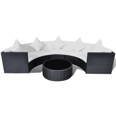 6 Piece Garden Lounge Set with Cushions Poly Rattan Black Payday Deals