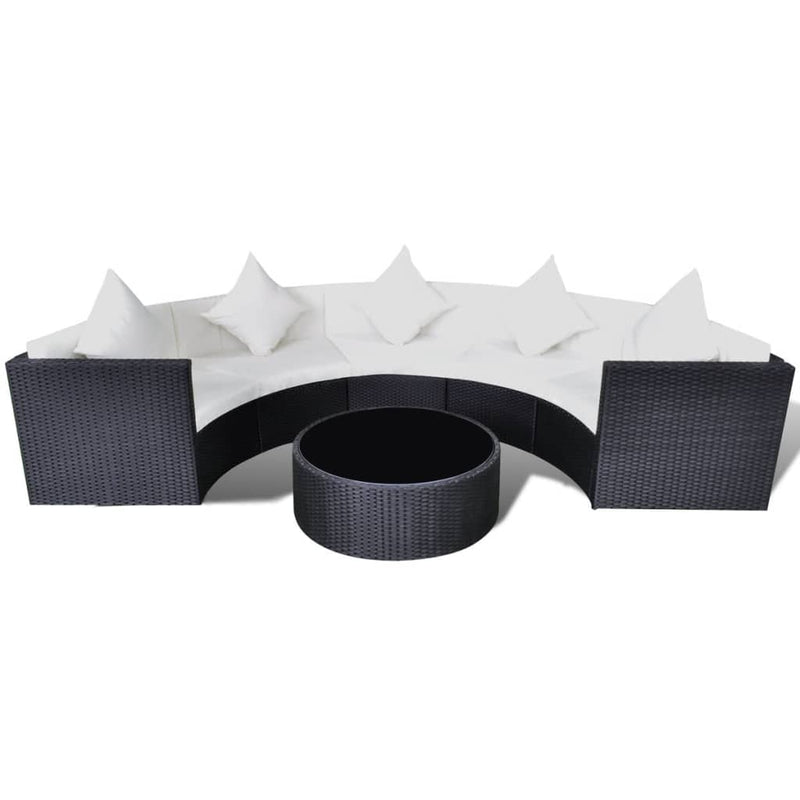 6 Piece Garden Lounge Set with Cushions Poly Rattan Black Payday Deals