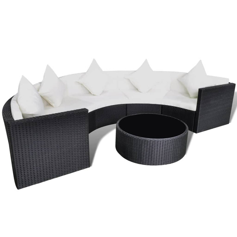 6 Piece Garden Lounge Set with Cushions Poly Rattan Black Payday Deals