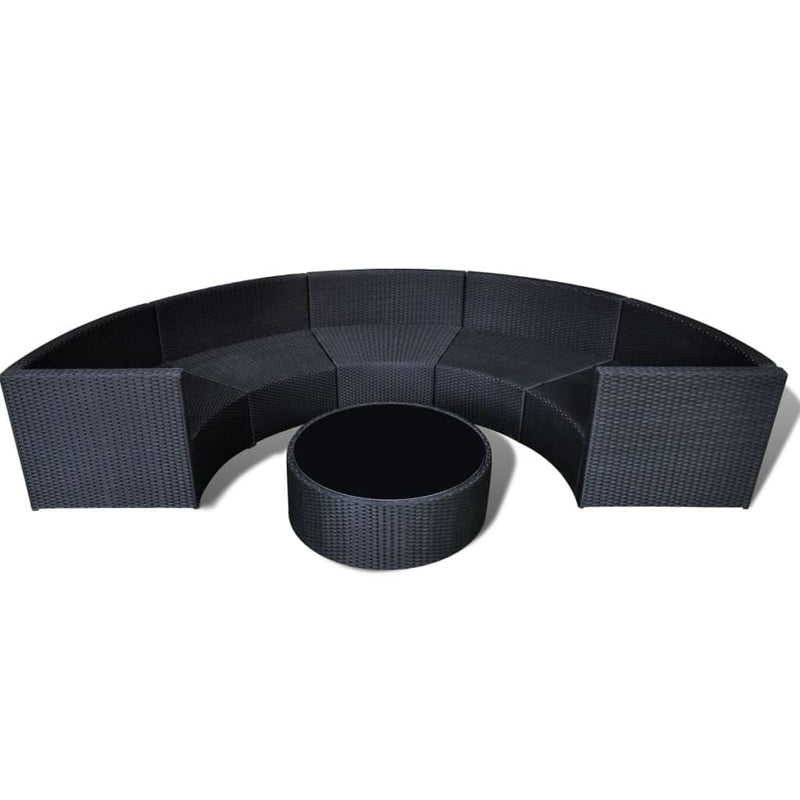 6 Piece Garden Lounge Set with Cushions Poly Rattan Black Payday Deals