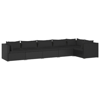 6 Piece Garden Lounge Set with Cushions Poly Rattan Black Payday Deals