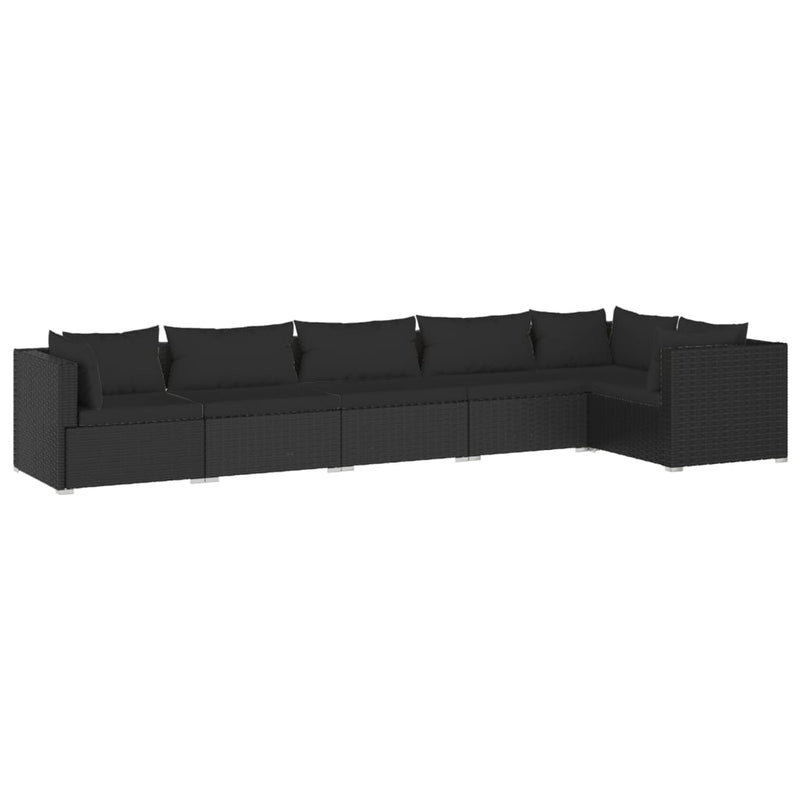 6 Piece Garden Lounge Set with Cushions Poly Rattan Black Payday Deals