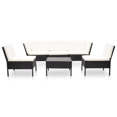 6 Piece Garden Lounge Set with Cushions Poly Rattan Black Payday Deals