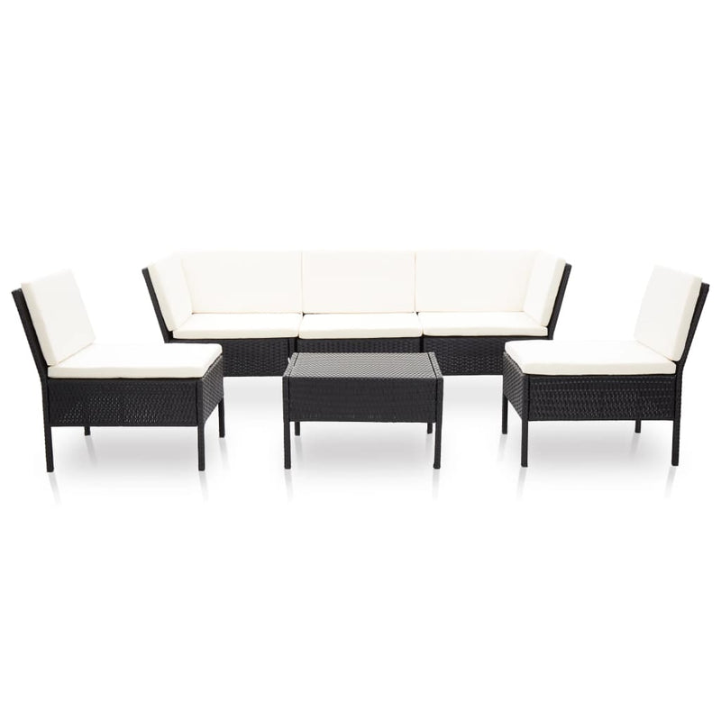 6 Piece Garden Lounge Set with Cushions Poly Rattan Black Payday Deals