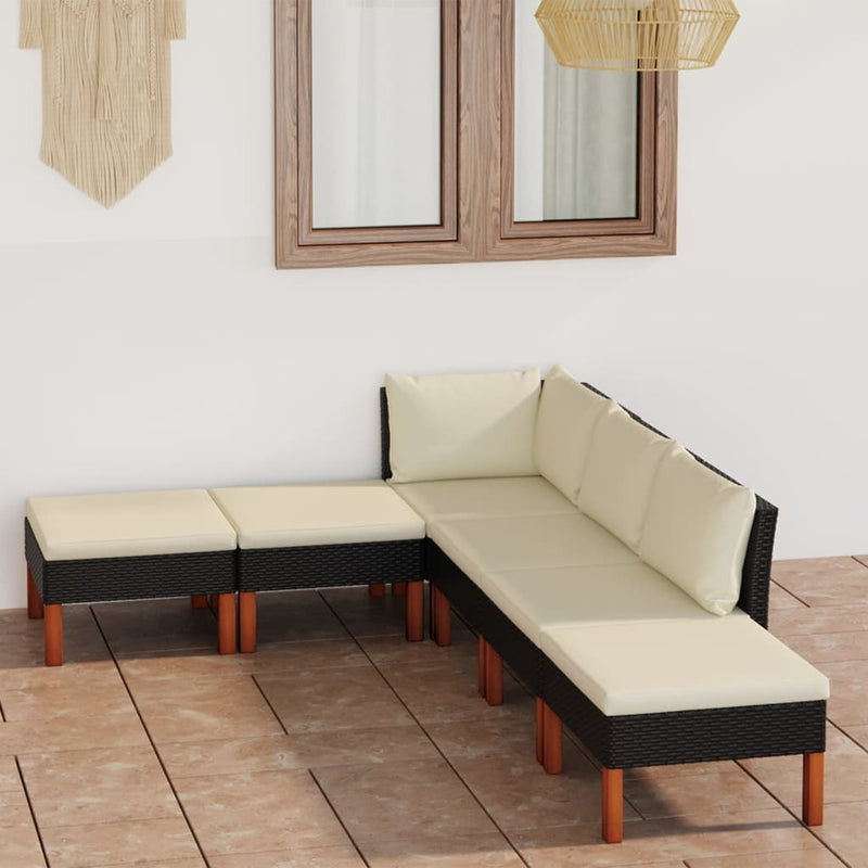 6 Piece Garden Lounge Set with Cushions Poly Rattan Black Payday Deals