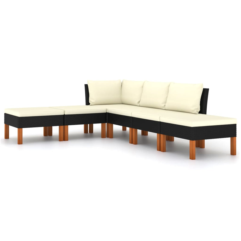 6 Piece Garden Lounge Set with Cushions Poly Rattan Black Payday Deals