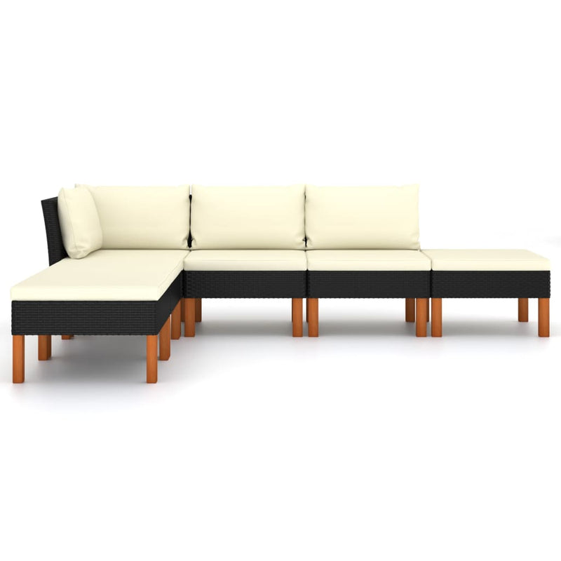 6 Piece Garden Lounge Set with Cushions Poly Rattan Black Payday Deals
