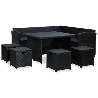 6 Piece Garden Lounge Set with Cushions Poly Rattan Black Payday Deals