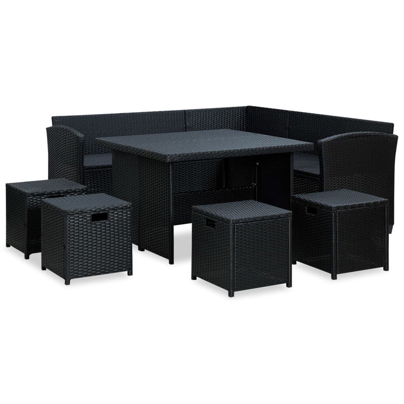 6 Piece Garden Lounge Set with Cushions Poly Rattan Black Payday Deals