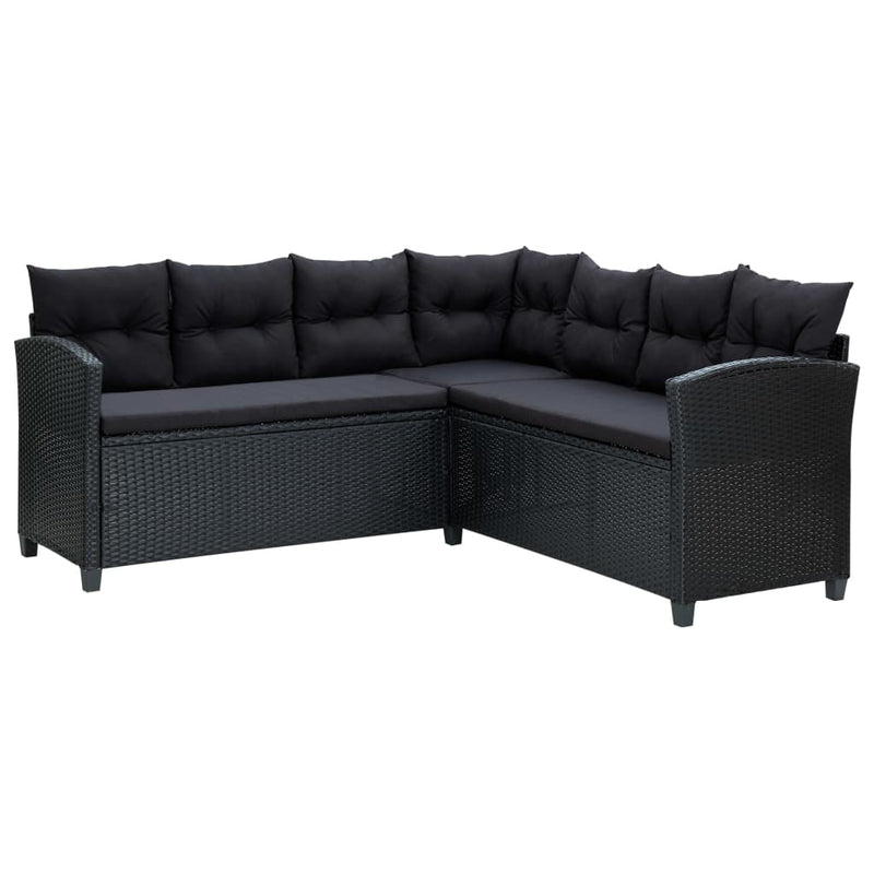 6 Piece Garden Lounge Set with Cushions Poly Rattan Black Payday Deals