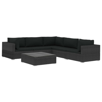 6 Piece Garden Lounge Set with Cushions Poly Rattan Black Payday Deals