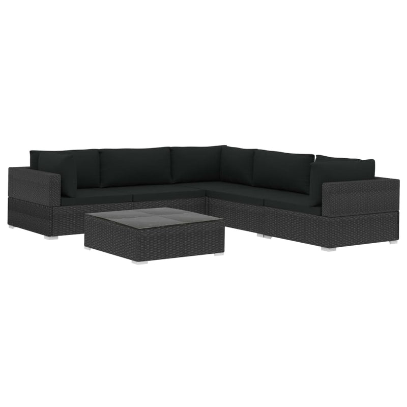 6 Piece Garden Lounge Set with Cushions Poly Rattan Black Payday Deals