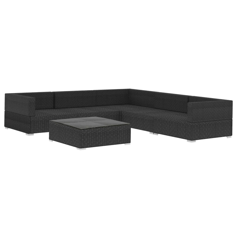6 Piece Garden Lounge Set with Cushions Poly Rattan Black Payday Deals