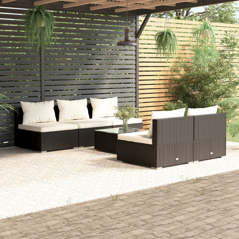 6 Piece Garden Lounge Set with Cushions Poly Rattan Black Payday Deals