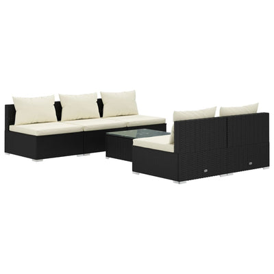 6 Piece Garden Lounge Set with Cushions Poly Rattan Black Payday Deals