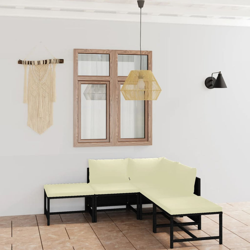 6 Piece Garden Lounge Set with Cushions Poly Rattan Black Payday Deals
