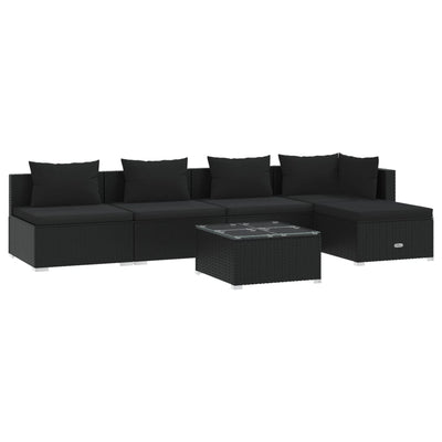 6 Piece Garden Lounge Set with Cushions Poly Rattan Black Payday Deals