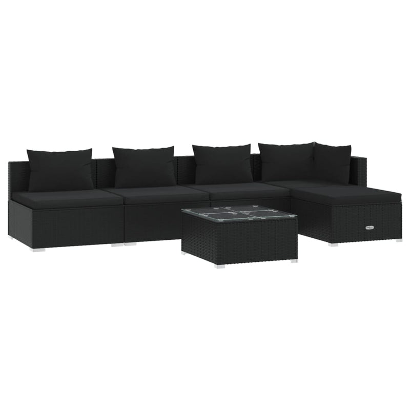 6 Piece Garden Lounge Set with Cushions Poly Rattan Black Payday Deals