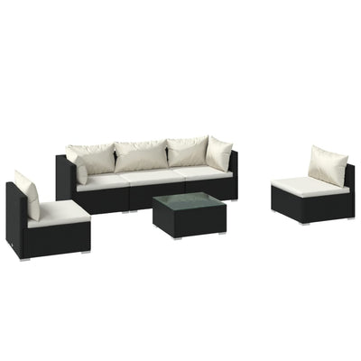 6 Piece Garden Lounge Set with Cushions Poly Rattan Black Payday Deals