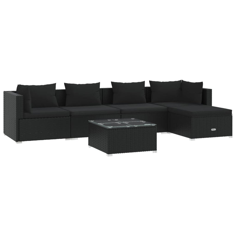 6 Piece Garden Lounge Set with Cushions Poly Rattan Black Payday Deals
