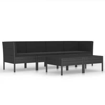 6 Piece Garden Lounge Set with Cushions Poly Rattan Black Payday Deals
