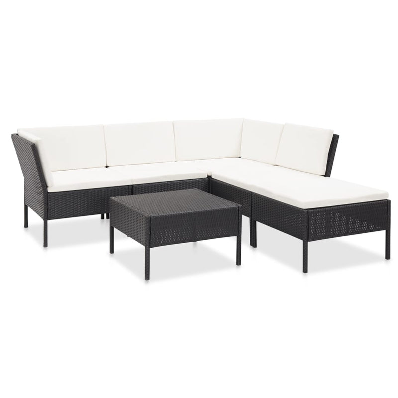 6 Piece Garden Lounge Set with Cushions Poly Rattan Black Payday Deals