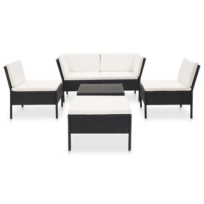 6 Piece Garden Lounge Set with Cushions Poly Rattan Black Payday Deals