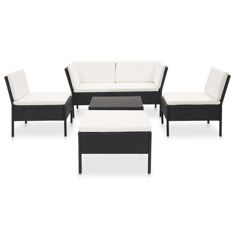 6 Piece Garden Lounge Set with Cushions Poly Rattan Black Payday Deals