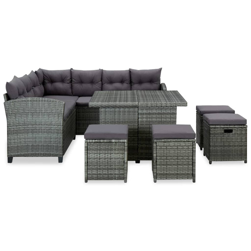 6 Piece Garden Lounge Set with Cushions Poly Rattan Black Payday Deals