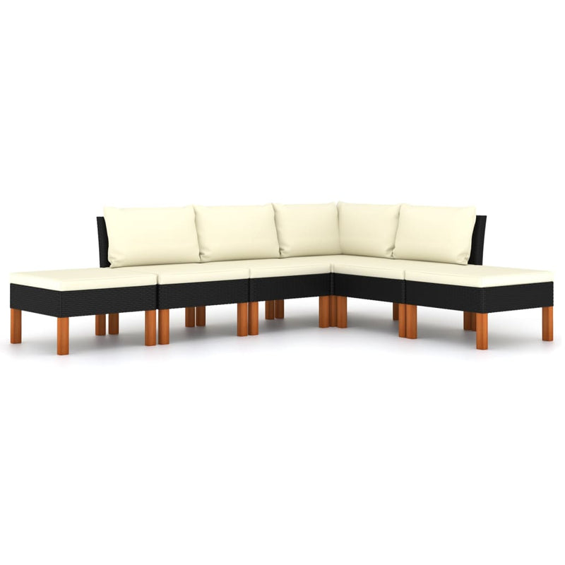 6 Piece Garden Lounge Set with Cushions Poly Rattan Black Payday Deals