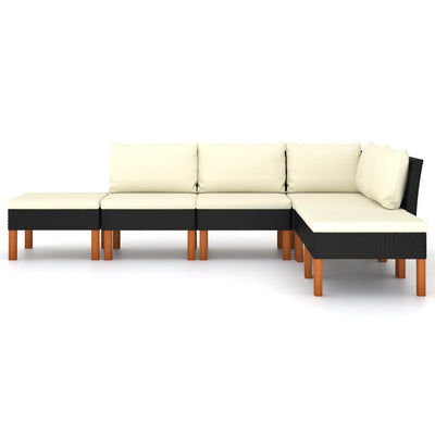 6 Piece Garden Lounge Set with Cushions Poly Rattan Black Payday Deals