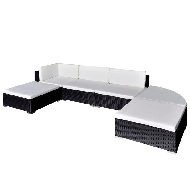 6 Piece Garden Lounge Set with Cushions Poly Rattan Black Payday Deals
