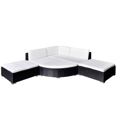 6 Piece Garden Lounge Set with Cushions Poly Rattan Black Payday Deals