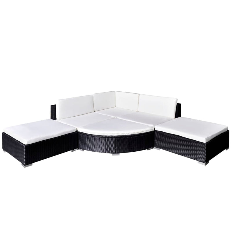 6 Piece Garden Lounge Set with Cushions Poly Rattan Black Payday Deals