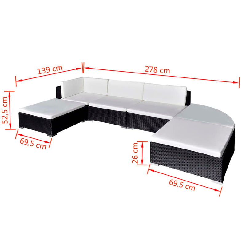 6 Piece Garden Lounge Set with Cushions Poly Rattan Black Payday Deals