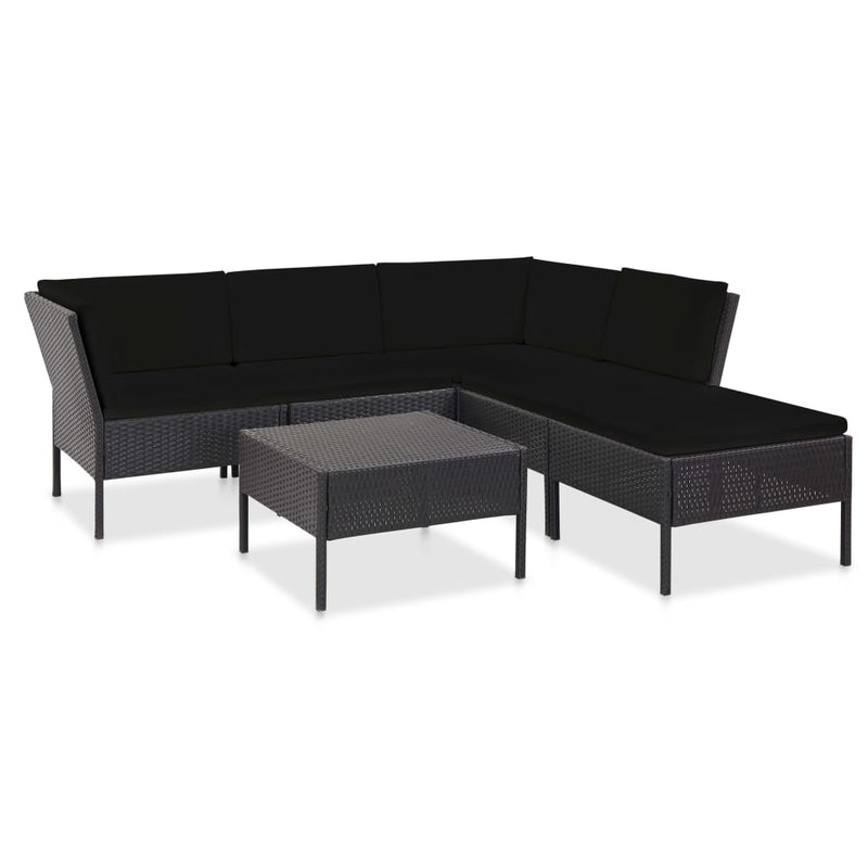 6 Piece Garden Lounge Set with Cushions Poly Rattan Black Payday Deals