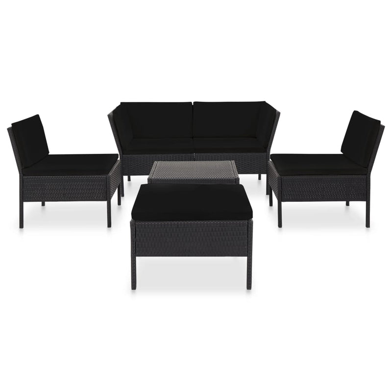 6 Piece Garden Lounge Set with Cushions Poly Rattan Black Payday Deals