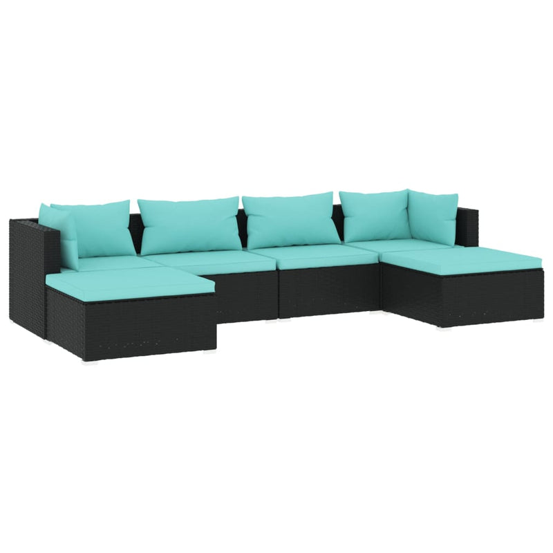 6 Piece Garden Lounge Set with Cushions Poly Rattan Black Payday Deals