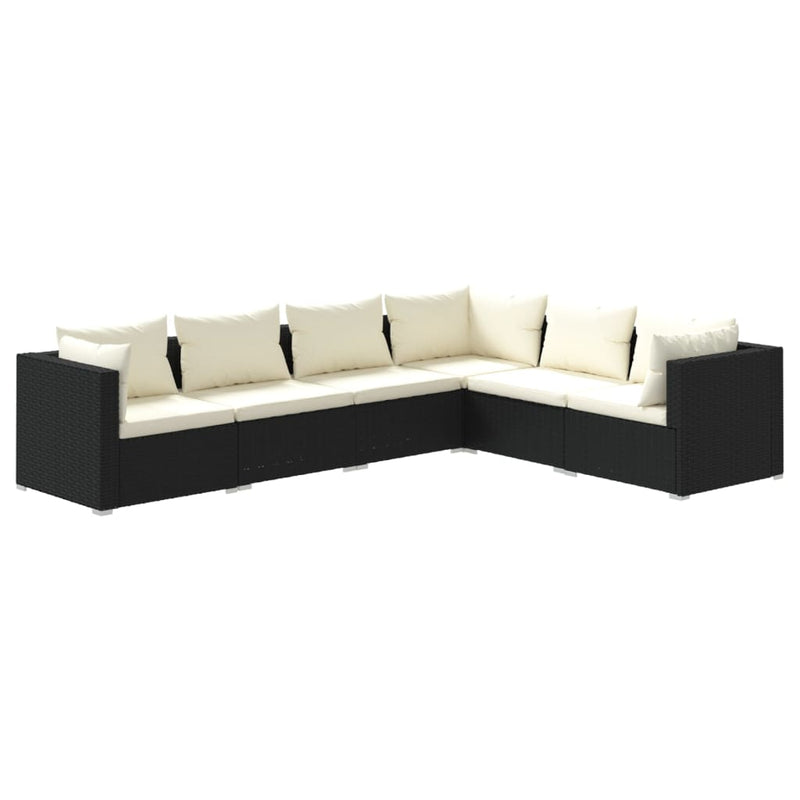 6 Piece Garden Lounge Set with Cushions Poly Rattan Black Payday Deals