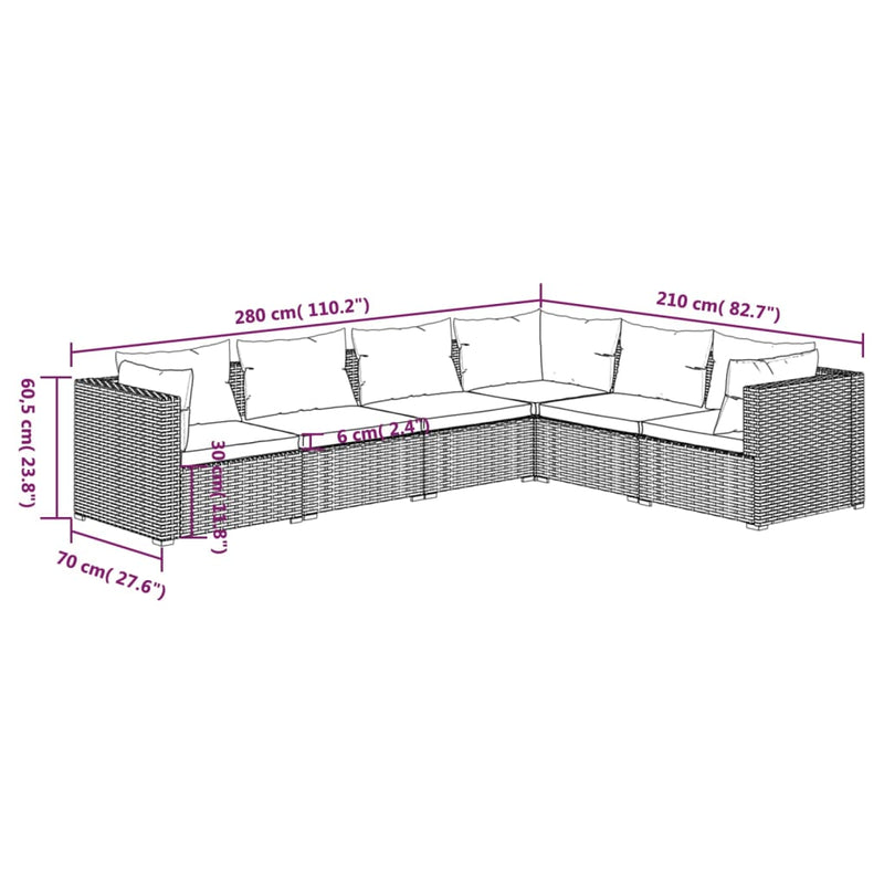 6 Piece Garden Lounge Set with Cushions Poly Rattan Black Payday Deals