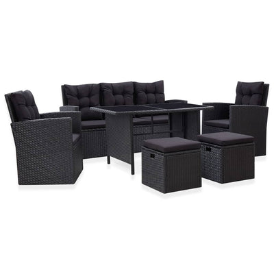 6 Piece Garden Lounge Set with Cushions Poly Rattan Black Payday Deals