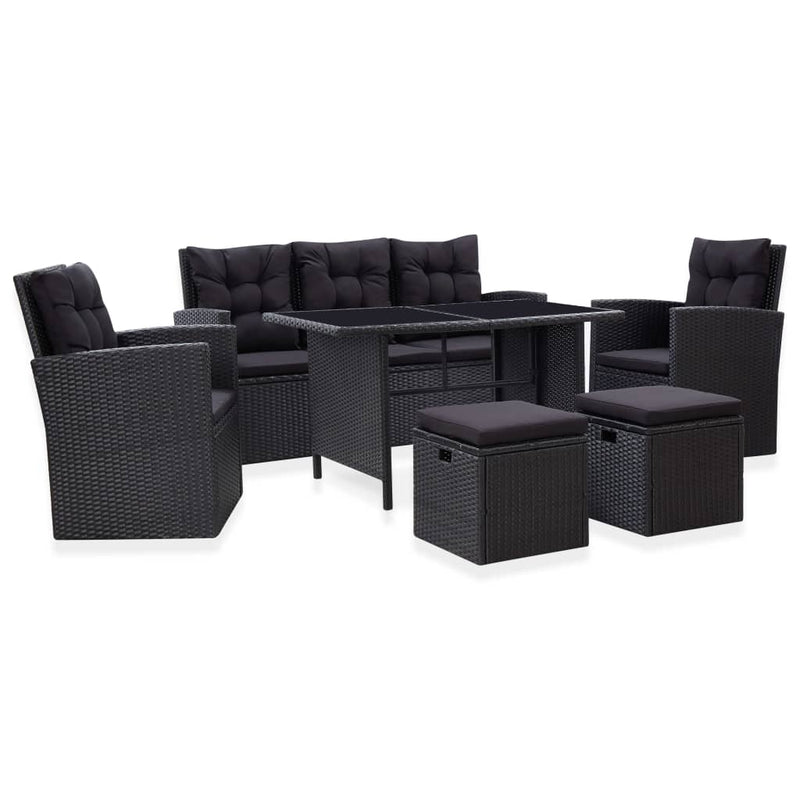 6 Piece Garden Lounge Set with Cushions Poly Rattan Black Payday Deals