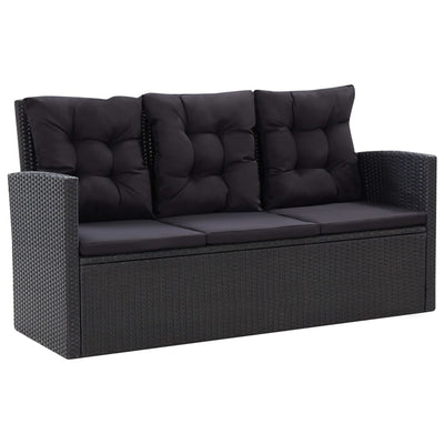 6 Piece Garden Lounge Set with Cushions Poly Rattan Black Payday Deals