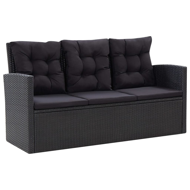 6 Piece Garden Lounge Set with Cushions Poly Rattan Black Payday Deals