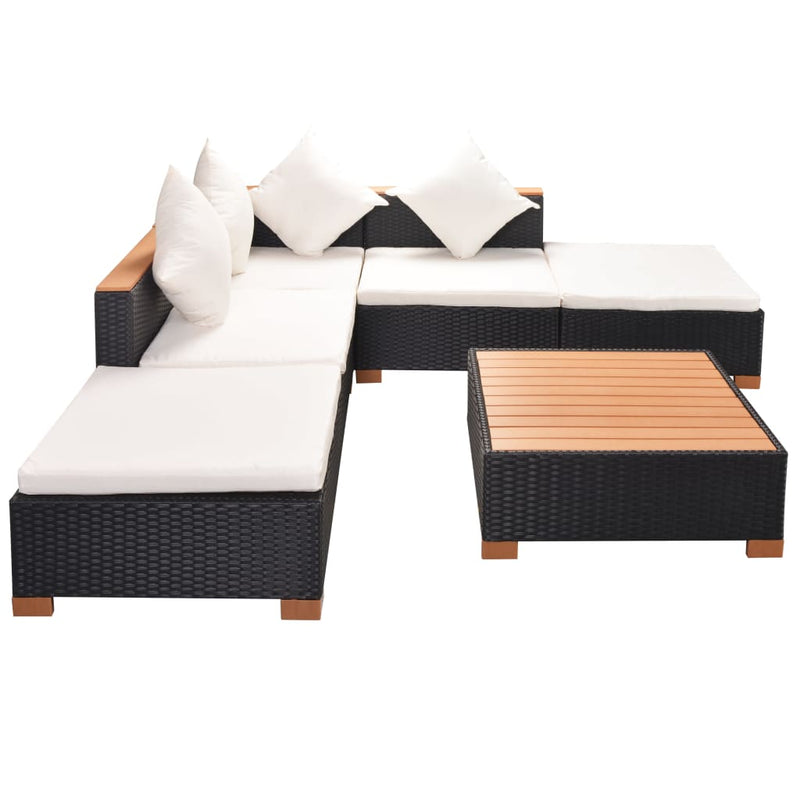 6 Piece Garden Lounge Set with Cushions Poly Rattan Black Payday Deals