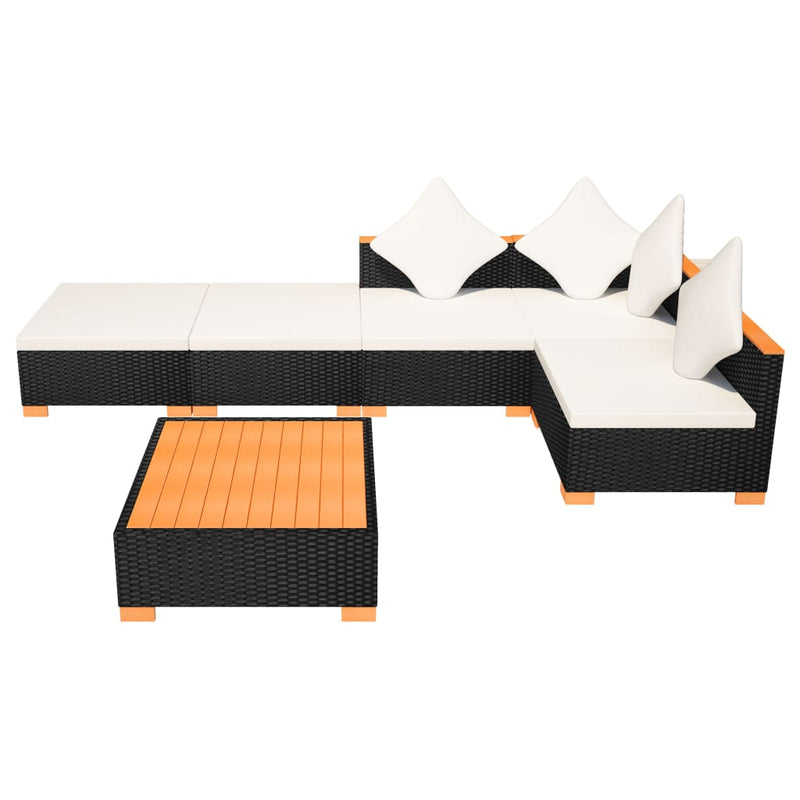 6 Piece Garden Lounge Set with Cushions Poly Rattan Black Payday Deals