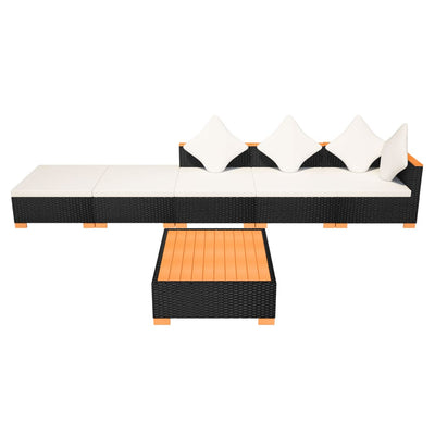 6 Piece Garden Lounge Set with Cushions Poly Rattan Black Payday Deals