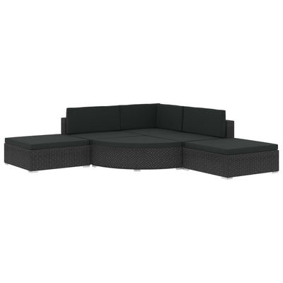 6 Piece Garden Lounge Set with Cushions Poly Rattan Black Payday Deals