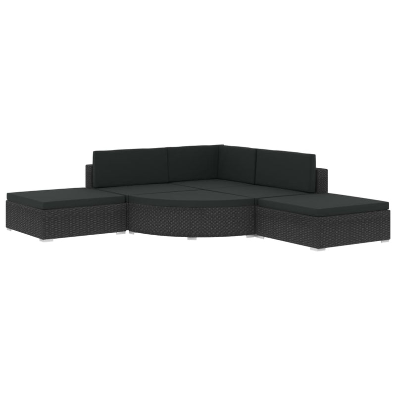 6 Piece Garden Lounge Set with Cushions Poly Rattan Black Payday Deals