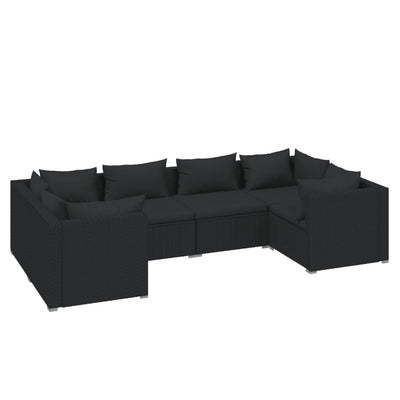 6 Piece Garden Lounge Set with Cushions Poly Rattan Black Payday Deals